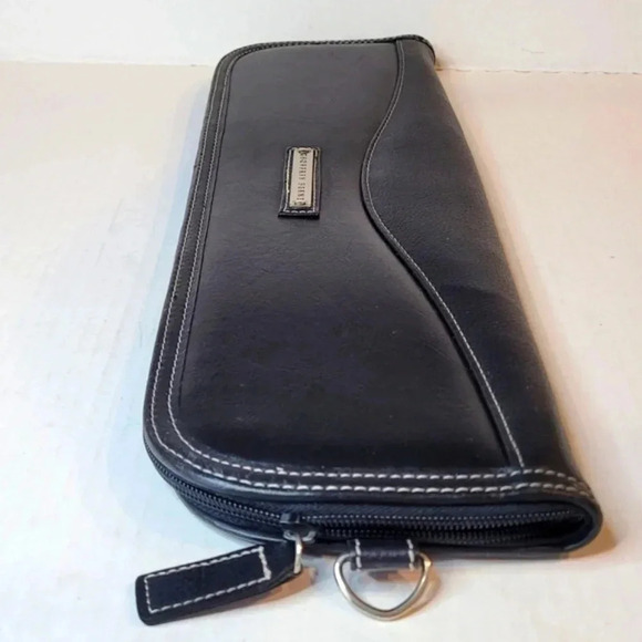 GEOFFREY BEENE Black Leather Tie Case Holder Travel Case Vintage - Picture 4 of 11